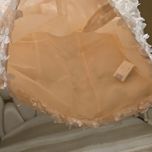 BCBGMaxAzria Ivory Lace Long Sleeve Dress 3D Flowers - Picture 9 of 16